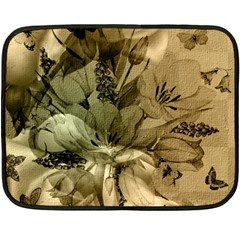 Wonderful Floral Design With Butterflies Fleece Blanket (mini) by FantasyWorld7