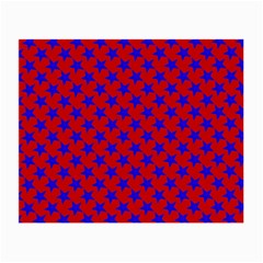 Blue Stars Pattern On Red Small Glasses Cloth (2-side) by BrightVibesDesign