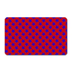 Blue Stars Pattern On Red Magnet (rectangular) by BrightVibesDesign