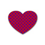 Blue Stars Pattern On Red Heart Coaster (4 pack)  Front