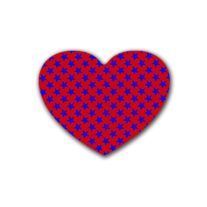 Blue Stars Pattern On Red Heart Coaster (4 pack) 