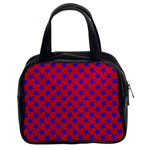 Blue Stars Pattern On Red Classic Handbag (Two Sides) Front