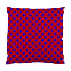 Blue Stars Pattern On Red Standard Cushion Case (two Sides) by BrightVibesDesign