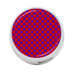 Blue Stars Pattern On Red 4-port Usb Hub (two Sides) by BrightVibesDesign