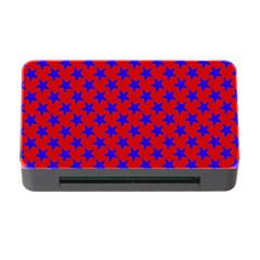 Blue Stars Pattern On Red Memory Card Reader With Cf by BrightVibesDesign