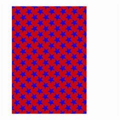 Blue Stars Pattern On Red Small Garden Flag (two Sides) by BrightVibesDesign