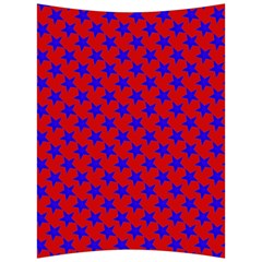 Blue Stars Pattern On Red Back Support Cushion by BrightVibesDesign