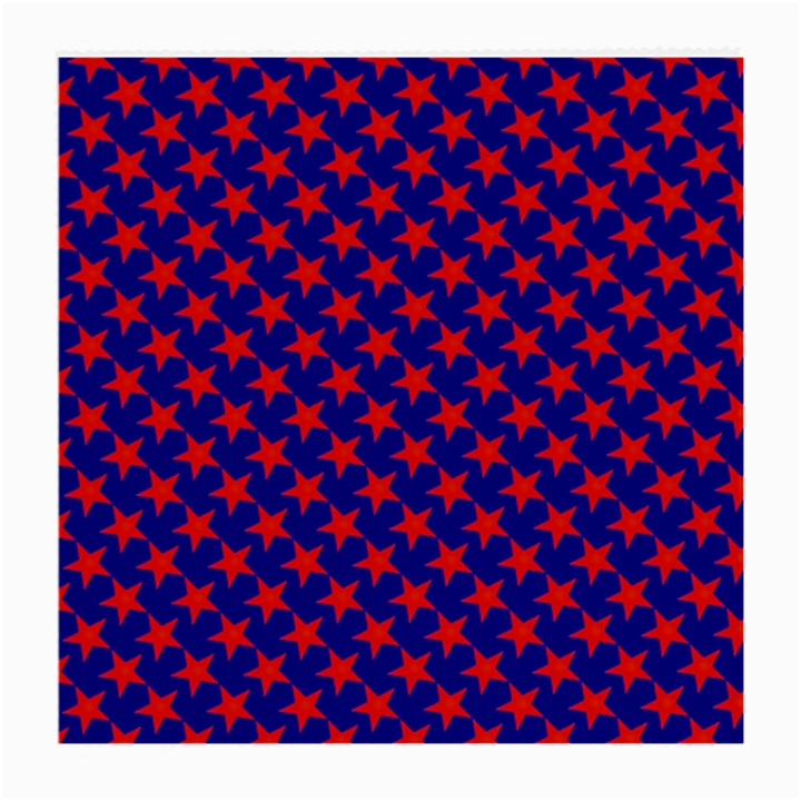 Red Stars Pattern On Blue Medium Glasses Cloth (2-Side)