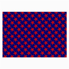 Red Stars Pattern On Blue Large Glasses Cloth (2-side) by BrightVibesDesign