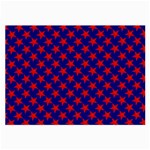 Red Stars Pattern On Blue Large Glasses Cloth (2-Side) Front