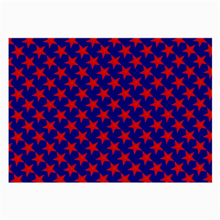 Red Stars Pattern On Blue Large Glasses Cloth (2-Side)