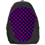 Red Stars Pattern On Blue Backpack Bag Front