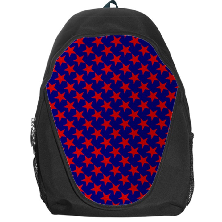 Red Stars Pattern On Blue Backpack Bag