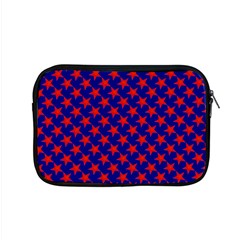 Red Stars Pattern On Blue Apple Macbook Pro 15  Zipper Case by BrightVibesDesign