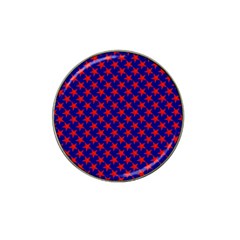 Red Stars Pattern On Blue Hat Clip Ball Marker (4 Pack) by BrightVibesDesign