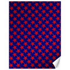 Red Stars Pattern On Blue Canvas 12  X 16  by BrightVibesDesign