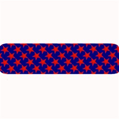 Red Stars Pattern On Blue Large Bar Mats by BrightVibesDesign