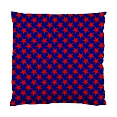 Red Stars Pattern On Blue Standard Cushion Case (one Side) by BrightVibesDesign