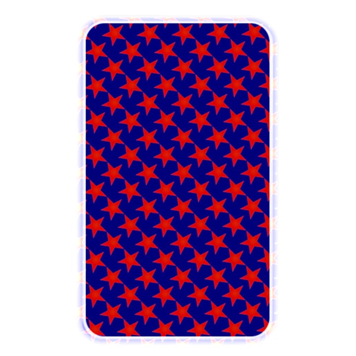 Red Stars Pattern On Blue Memory Card Reader (Rectangular)