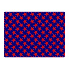 Red Stars Pattern On Blue Double Sided Flano Blanket (mini)  by BrightVibesDesign