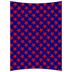 Red Stars Pattern On Blue Back Support Cushion by BrightVibesDesign