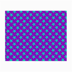 Turquoise Stars Pattern On Purple Small Glasses Cloth by BrightVibesDesign