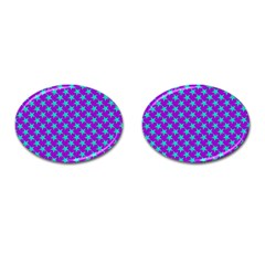 Turquoise Stars Pattern On Purple Cufflinks (oval) by BrightVibesDesign