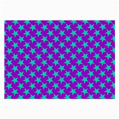 Turquoise Stars Pattern On Purple Large Glasses Cloth by BrightVibesDesign