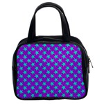 Turquoise Stars Pattern On Purple Classic Handbag (Two Sides) Front