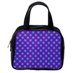 Turquoise Stars Pattern On Purple Classic Handbag (Two Sides) Back