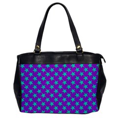 Turquoise Stars Pattern On Purple Oversize Office Handbag by BrightVibesDesign