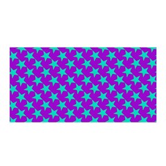 Turquoise Stars Pattern On Purple Satin Wrap by BrightVibesDesign