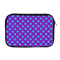 Turquoise Stars Pattern On Purple Apple Macbook Pro 17  Zipper Case by BrightVibesDesign