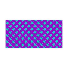 Turquoise Stars Pattern On Purple Yoga Headband by BrightVibesDesign