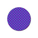 Turquoise Stars Pattern On Purple Rubber Round Coaster (4 pack)  Front