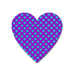 Turquoise Stars Pattern On Purple Heart Magnet by BrightVibesDesign