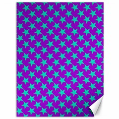 Turquoise Stars Pattern On Purple Canvas 36  X 48  by BrightVibesDesign