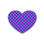 Turquoise Stars Pattern On Purple Rubber Coaster (Heart)  Front