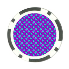 Turquoise Stars Pattern On Purple Poker Chip Card Guard (10 Pack) by BrightVibesDesign