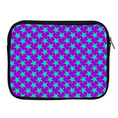 Turquoise Stars Pattern On Purple Apple Ipad 2/3/4 Zipper Cases by BrightVibesDesign