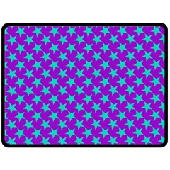 Turquoise Stars Pattern On Purple Double Sided Fleece Blanket (large)  by BrightVibesDesign