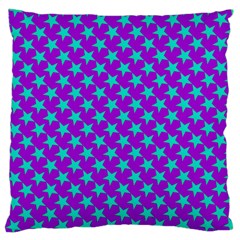 Turquoise Stars Pattern On Purple Standard Flano Cushion Case (one Side) by BrightVibesDesign