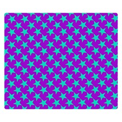 Turquoise Stars Pattern On Purple Double Sided Flano Blanket (small)  by BrightVibesDesign