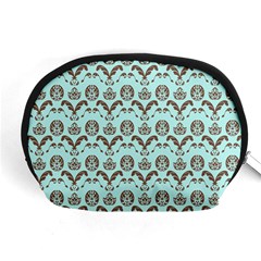 Easter Damask Pattern Robins Egg Blue And Brown Accessory Pouch (medium) by emilyzragz