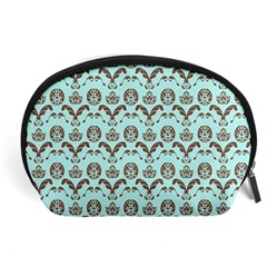 Easter Damask Pattern Robins Egg Blue And Brown Accessory Pouch (large) by emilyzragz