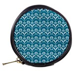 Easter Damask Pattern Deep Teal Blue and White Mini Makeup Bag Back