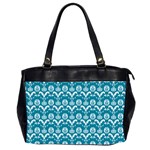 Easter Damask Pattern Deep Teal Blue and White Oversize Office Handbag (2 Sides) Front