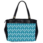 Easter Damask Pattern Deep Teal Blue and White Oversize Office Handbag (2 Sides) Back