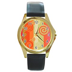 Ring Kringel Background Abstract Red Round Gold Metal Watch