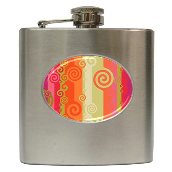 Ring Kringel Background Abstract Red Hip Flask (6 oz)